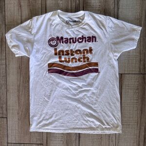 Gildan White Short Sleeve Tee with Maroon and Brown Maruchan Graphic